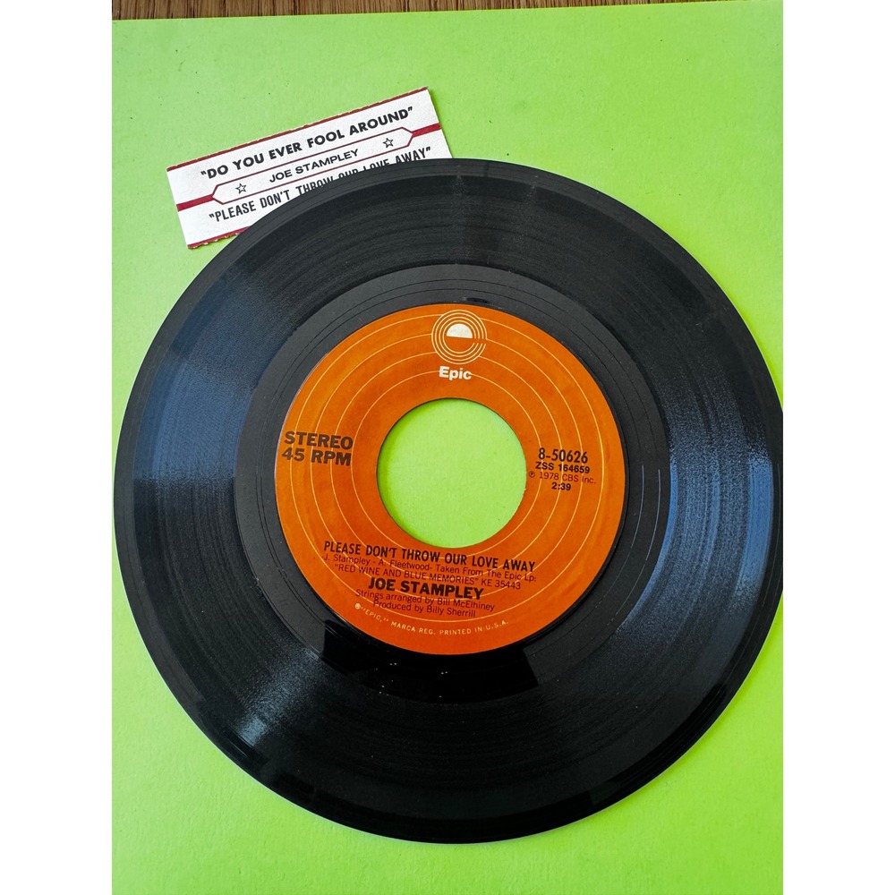 Joe Stampley Do You Ever Fool Around 45 RPM Vinyl Record Epic 8-50626 1978 Strip